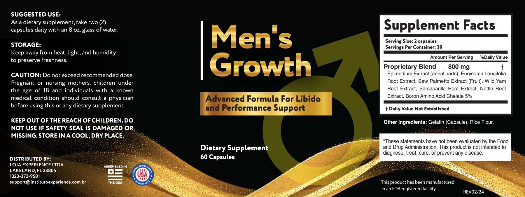 Men's Growth label as published by the manufacturer