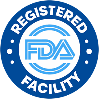 FDA-registered facility badge declared by the manufacturer