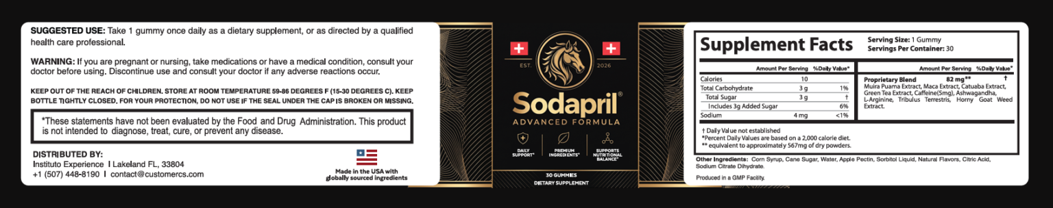 Sodapril label as published by the manufacturer